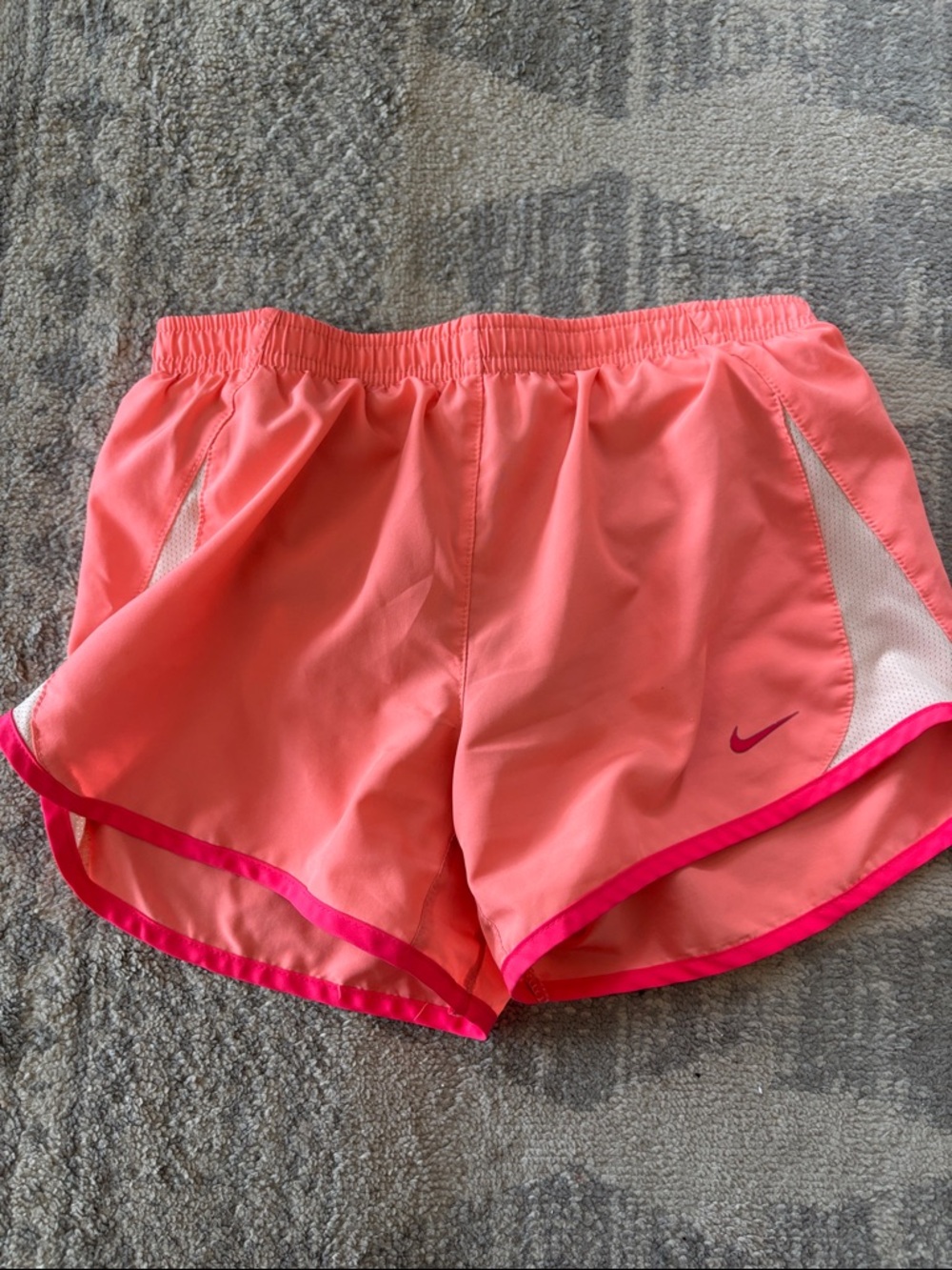 Nike kids Coral Pink Athletic Shorts with Hot Pink Trim